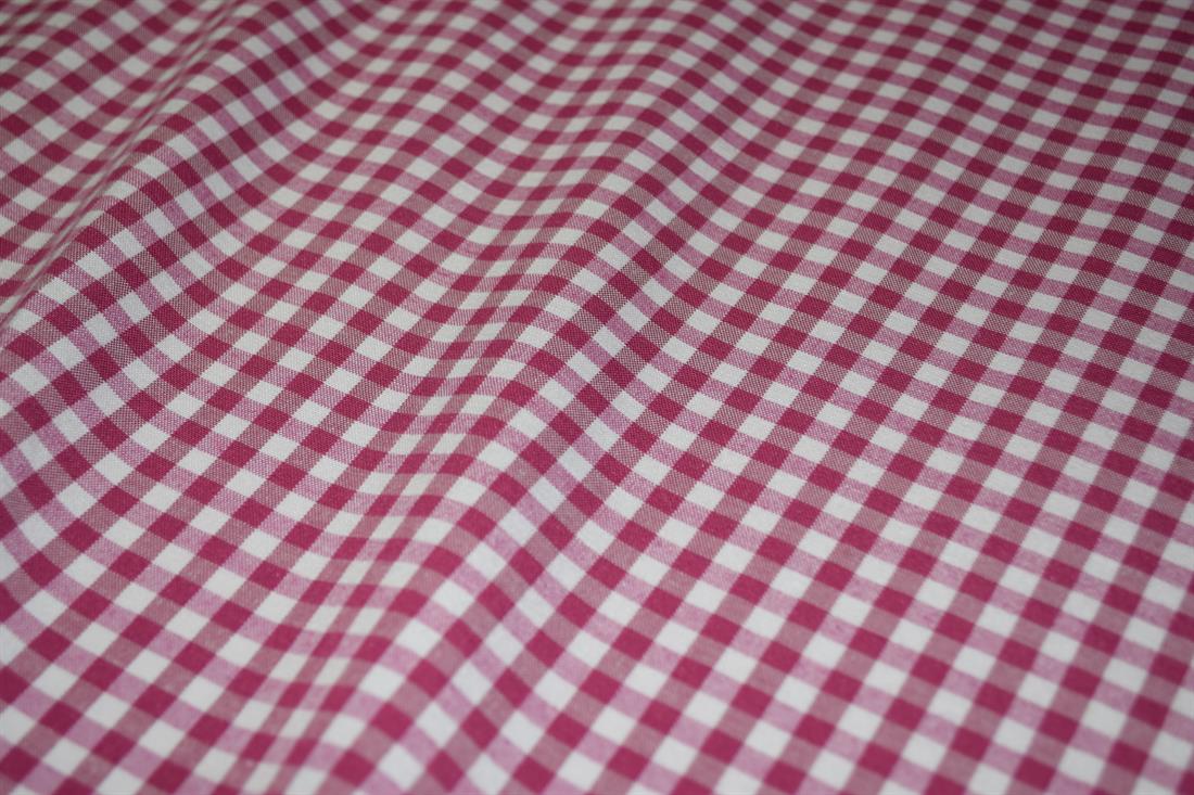 Pink Digital Print Linen Gingham Prined