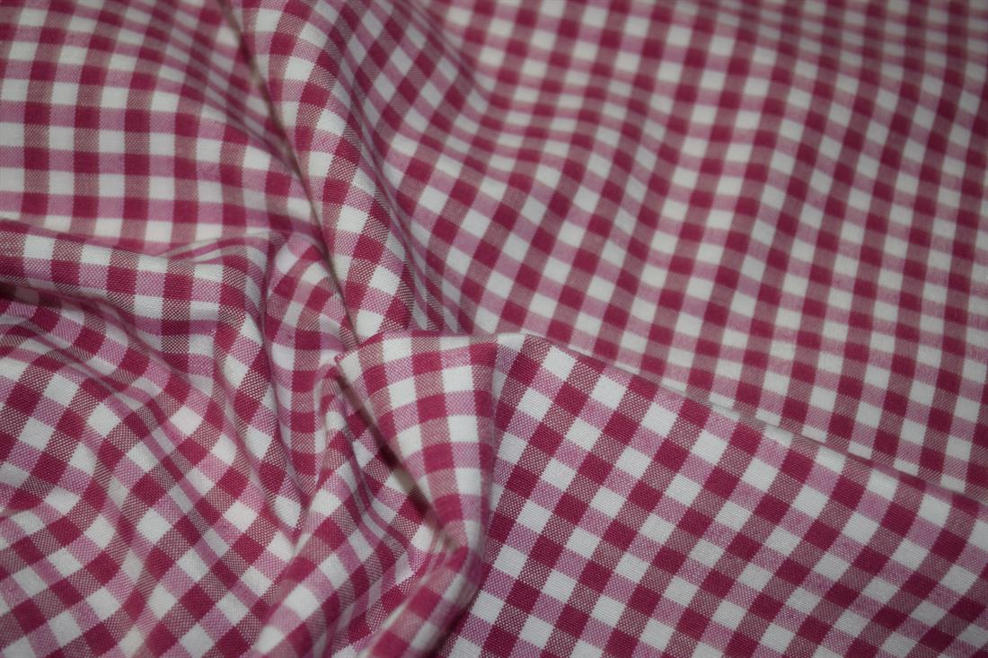 Pink Digital Print Linen Gingham Prined