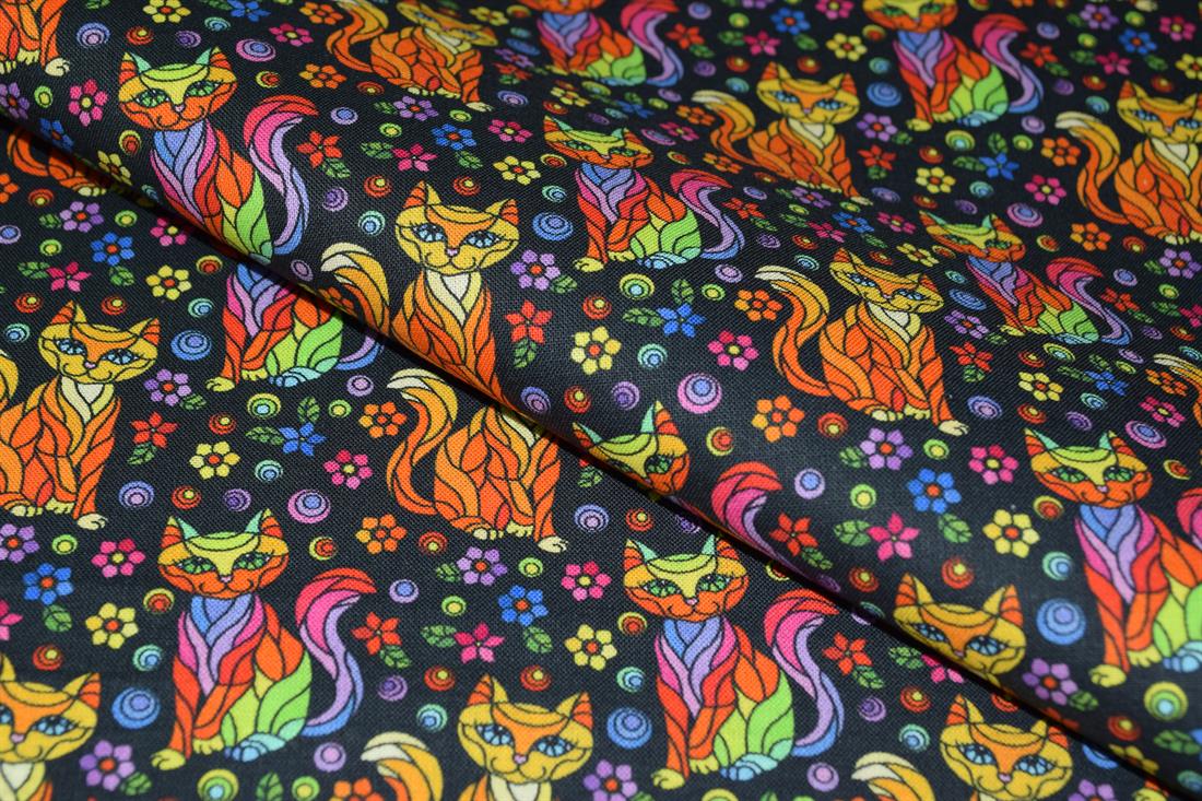 Black & Mixed Colours Printed Cotton CAT