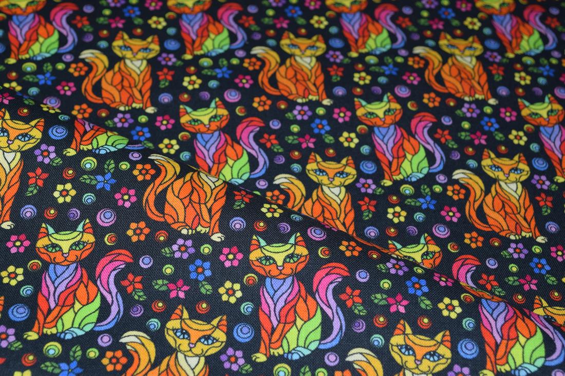 Black & Mixed Colours Printed Cotton CAT