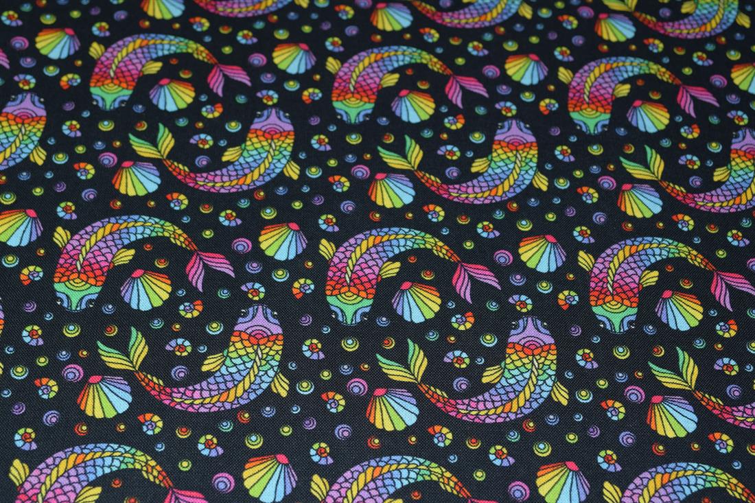 Black & Mixed Colours Printed Cotton Fish