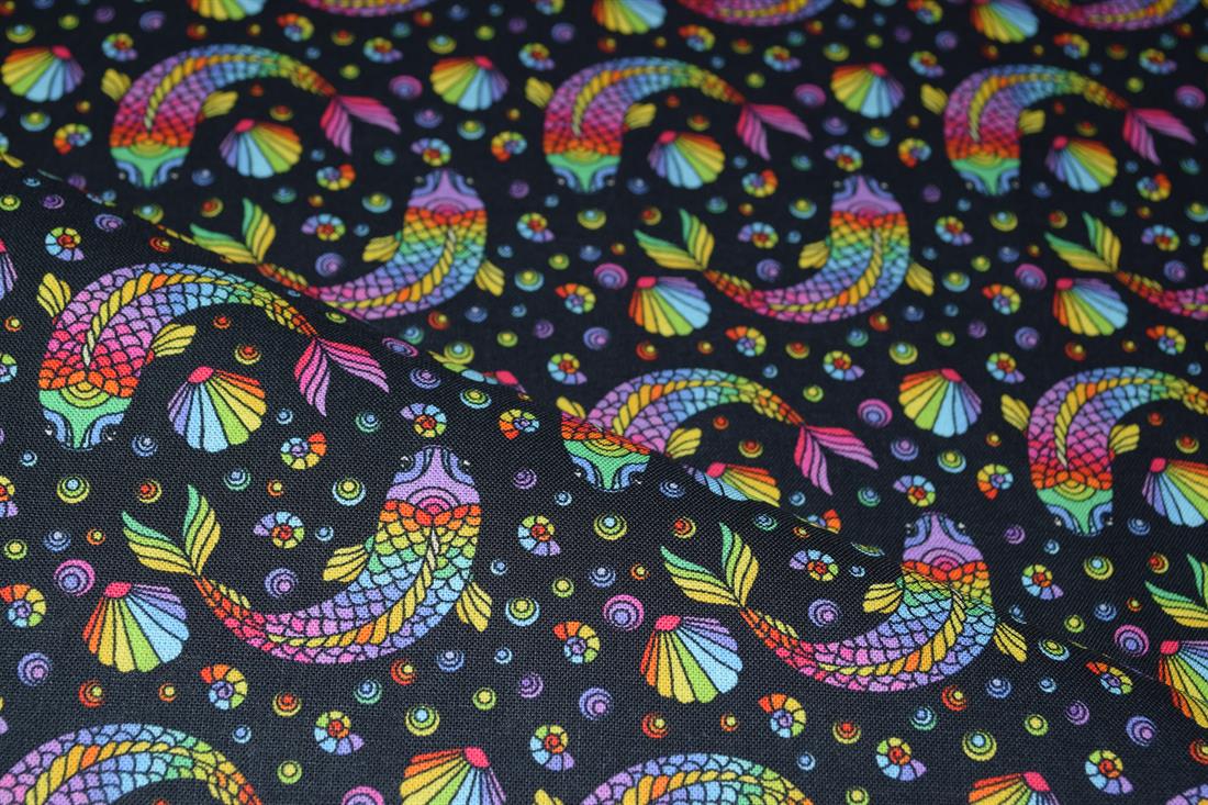 Black & Mixed Colours Printed Cotton Fish