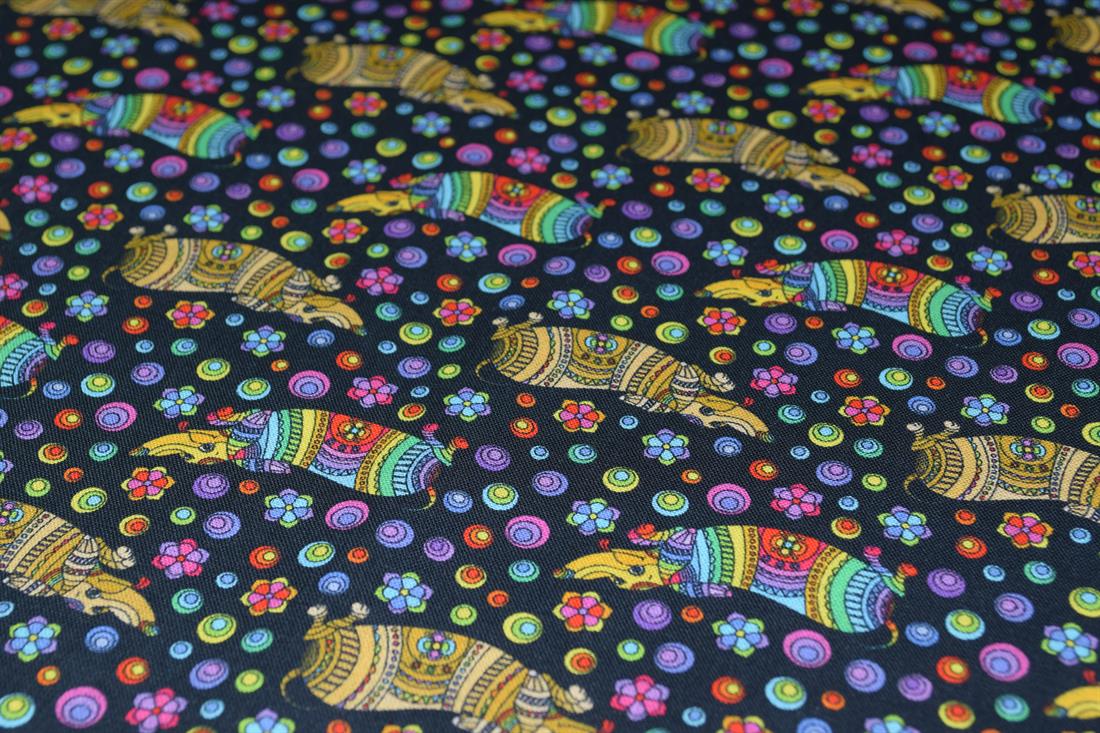 Black & Mixed Colours Cotton Flower Print