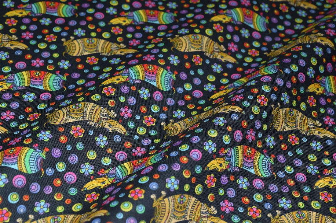 Black & Mixed Colours Cotton Flower Print