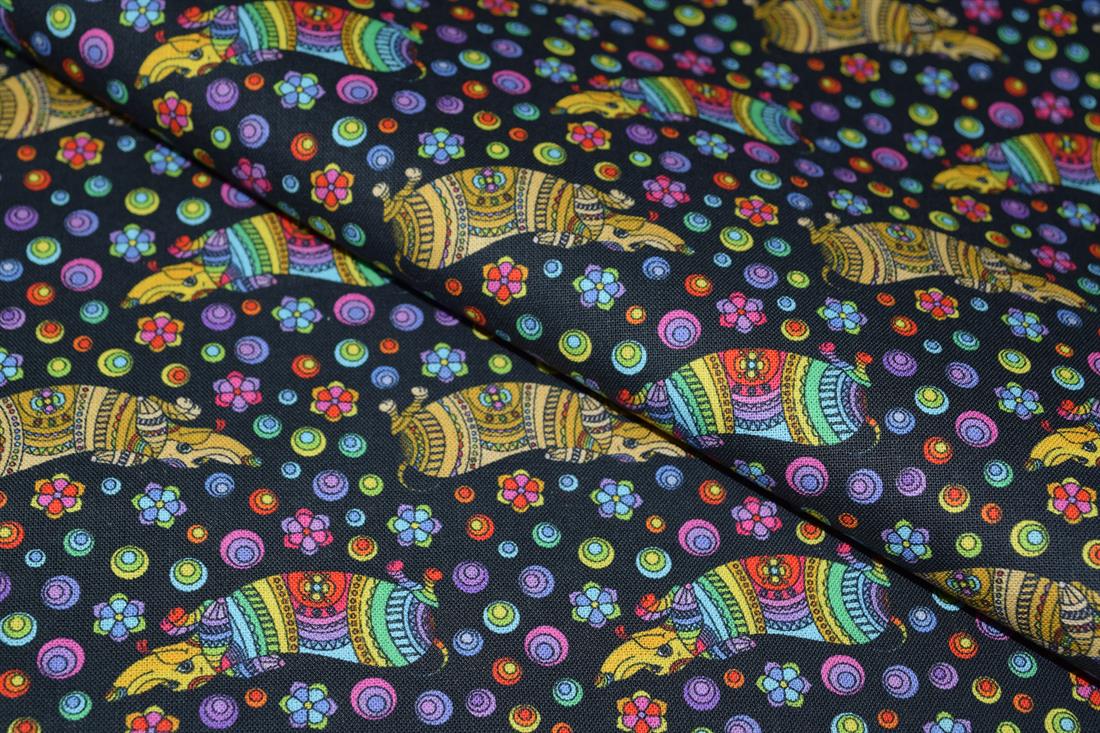 Black & Mixed Colours Cotton Flower Print