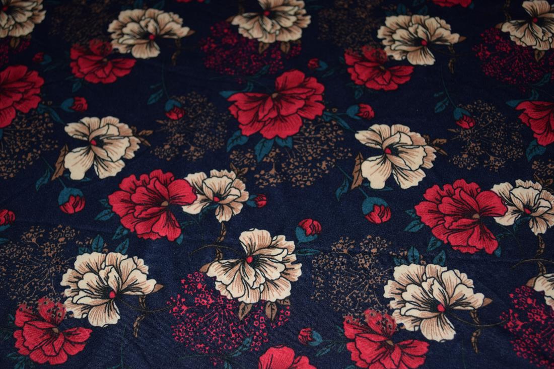 Black Floral Brushed Jersey