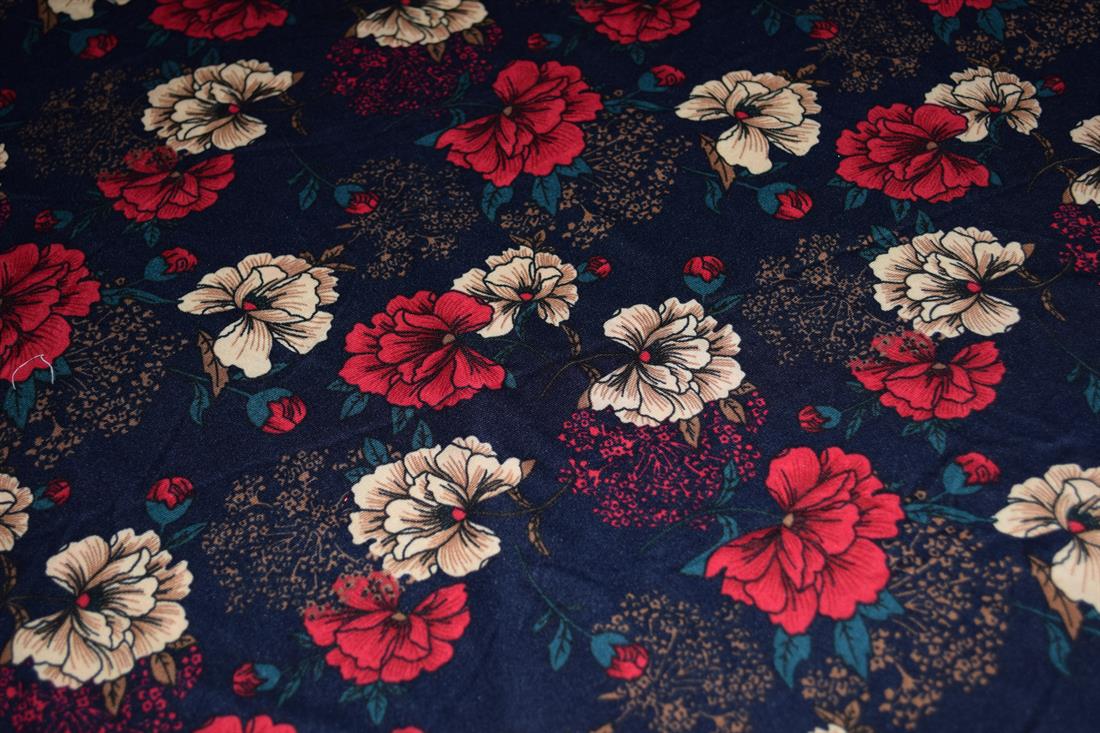 Black Floral Brushed Jersey