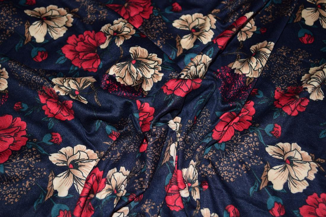 Black Floral Brushed Jersey