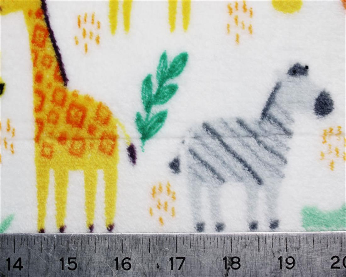 White Safari Animals - Printed Cuddle Fleece Fabric