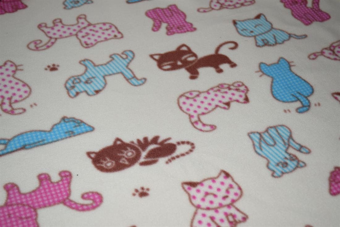 White Cats - Printed Anti-Pil Polar Fleece Fabric