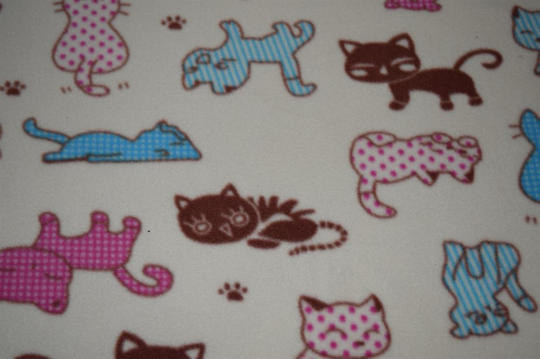 White Cats - Printed Anti-Pil Polar Fleece Fabric