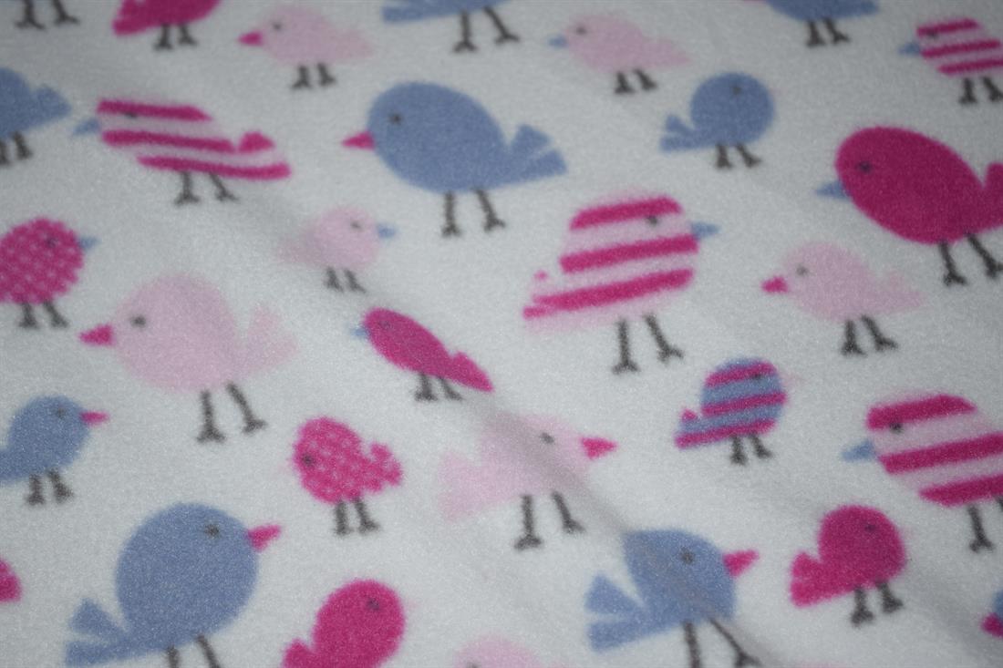White Birds - Printed Anti-Pil Polar Fleece Fabric
