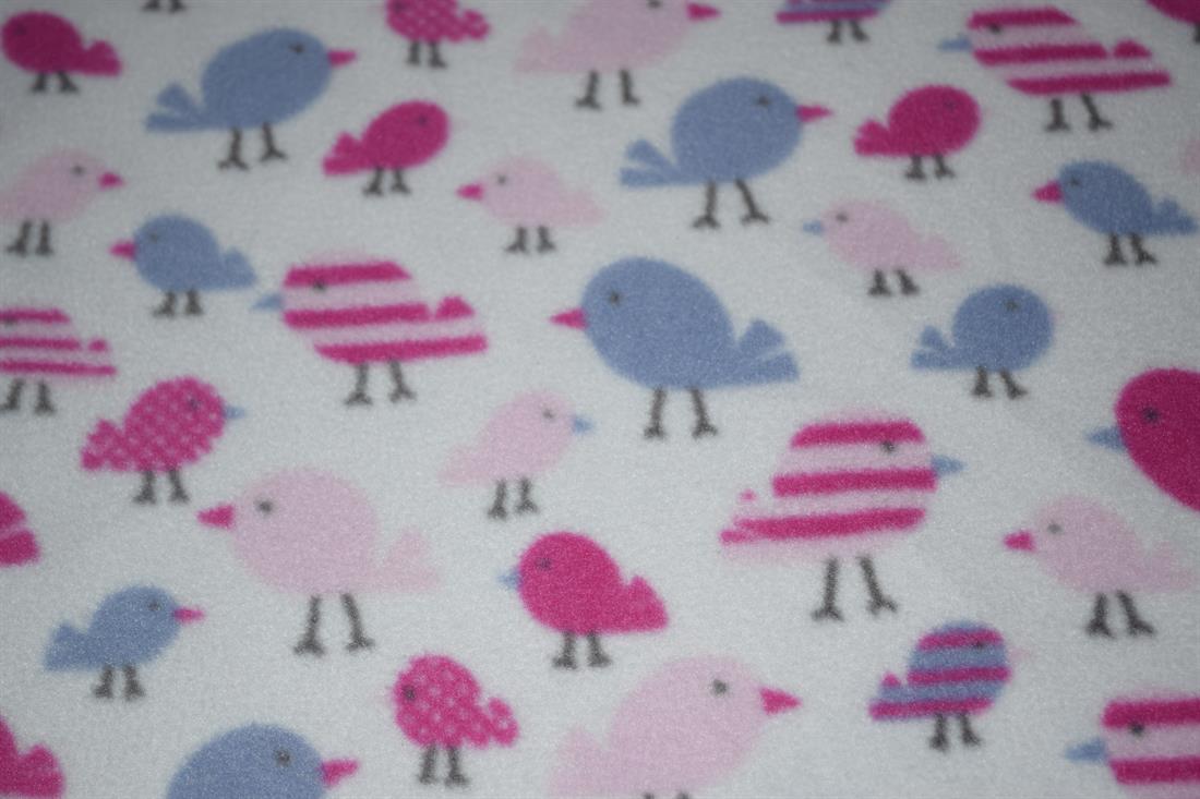 White Birds - Printed Anti-Pil Polar Fleece Fabric