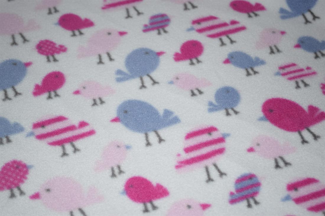 White Birds - Printed Anti-Pil Polar Fleece Fabric