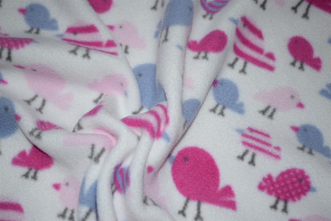 White Birds - Printed Anti-Pil Polar Fleece Fabric
