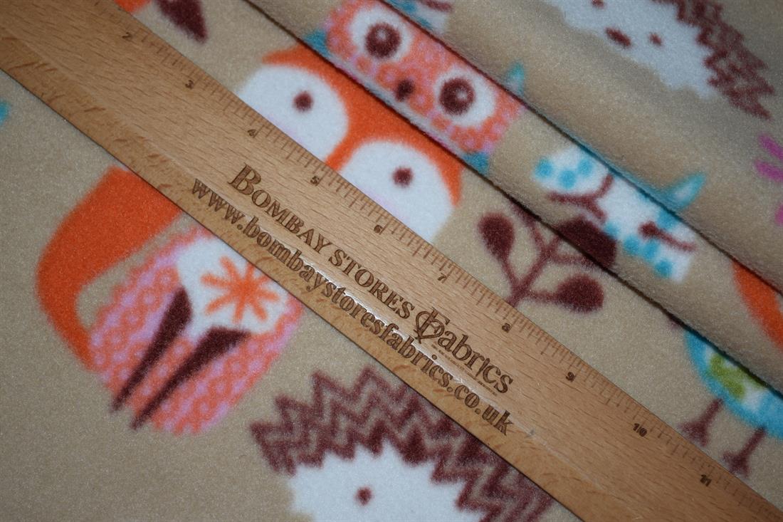 Beige Animals - Printed Anti-Pil Polar Fleece Fabric