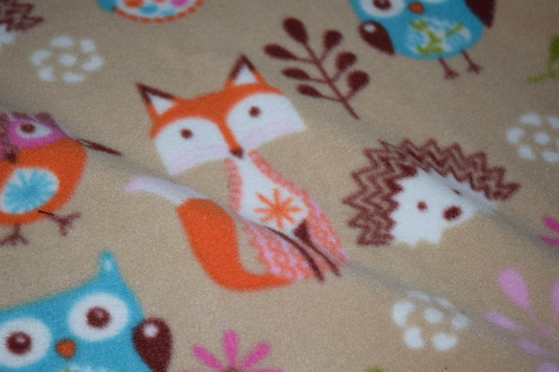 Beige Animals - Printed Anti-Pil Polar Fleece Fabric