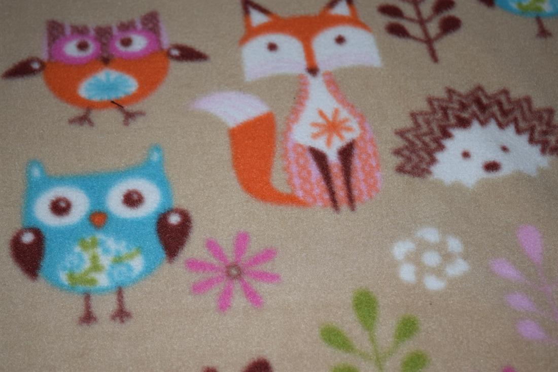 Beige Animals - Printed Anti-Pil Polar Fleece Fabric