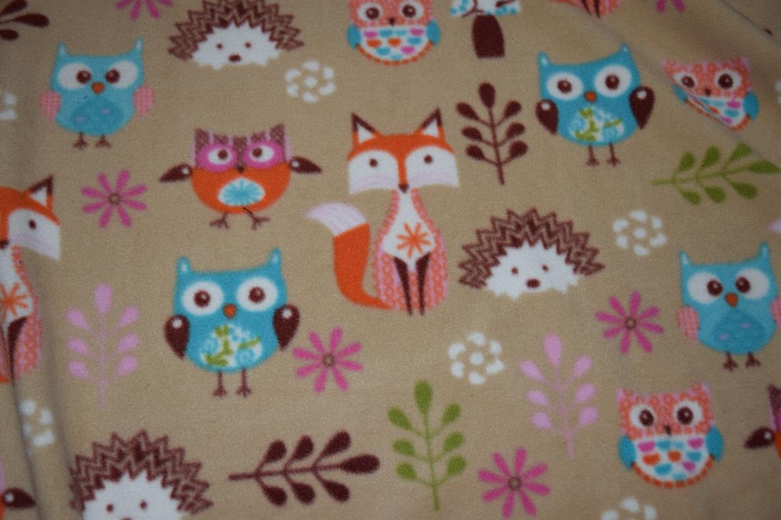 Beige Animals - Printed Anti-Pil Polar Fleece Fabric