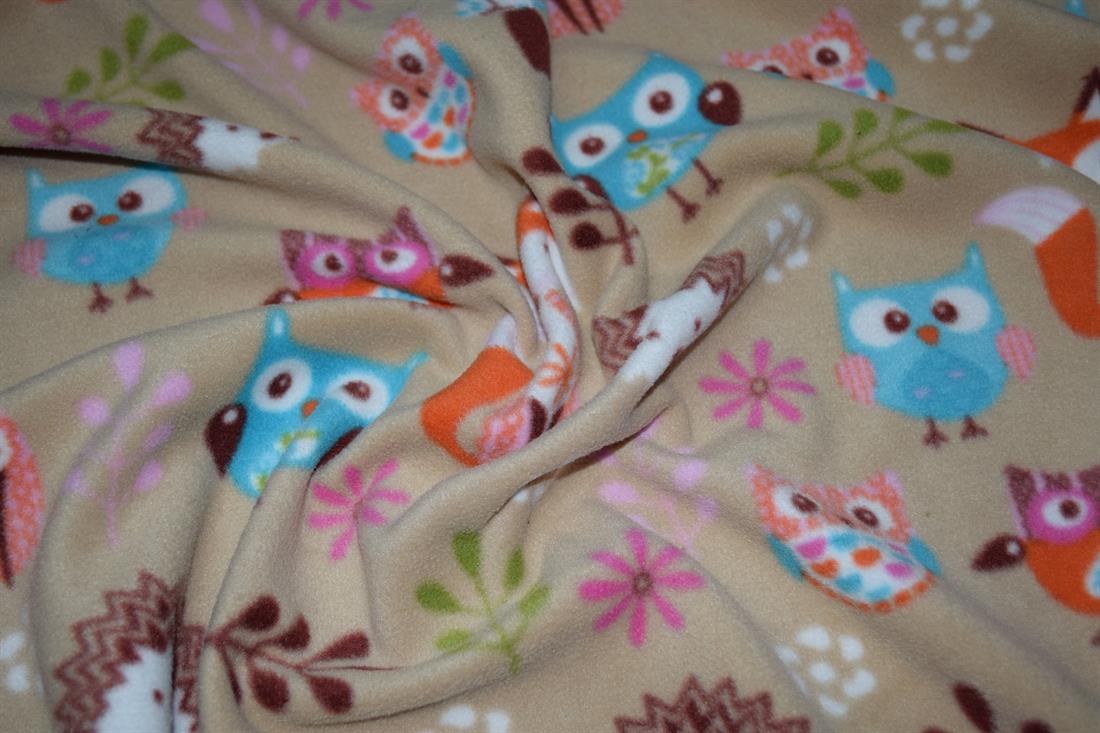 Beige Animals - Printed Anti-Pil Polar Fleece Fabric