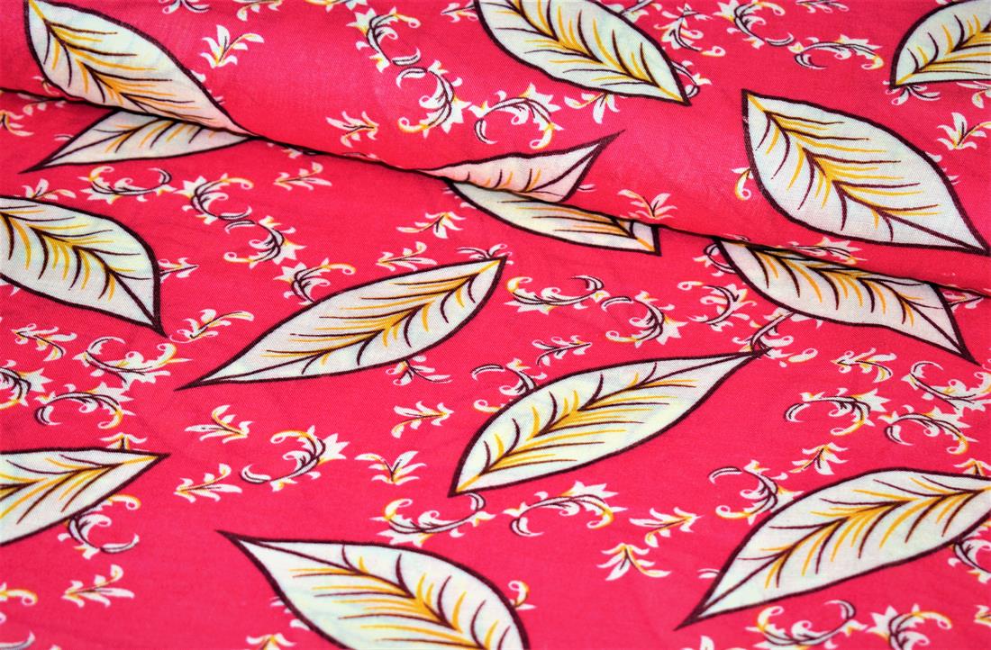 Pink Leaf Premium Quality Vicose Fabric Dressmaking Skirts Tops