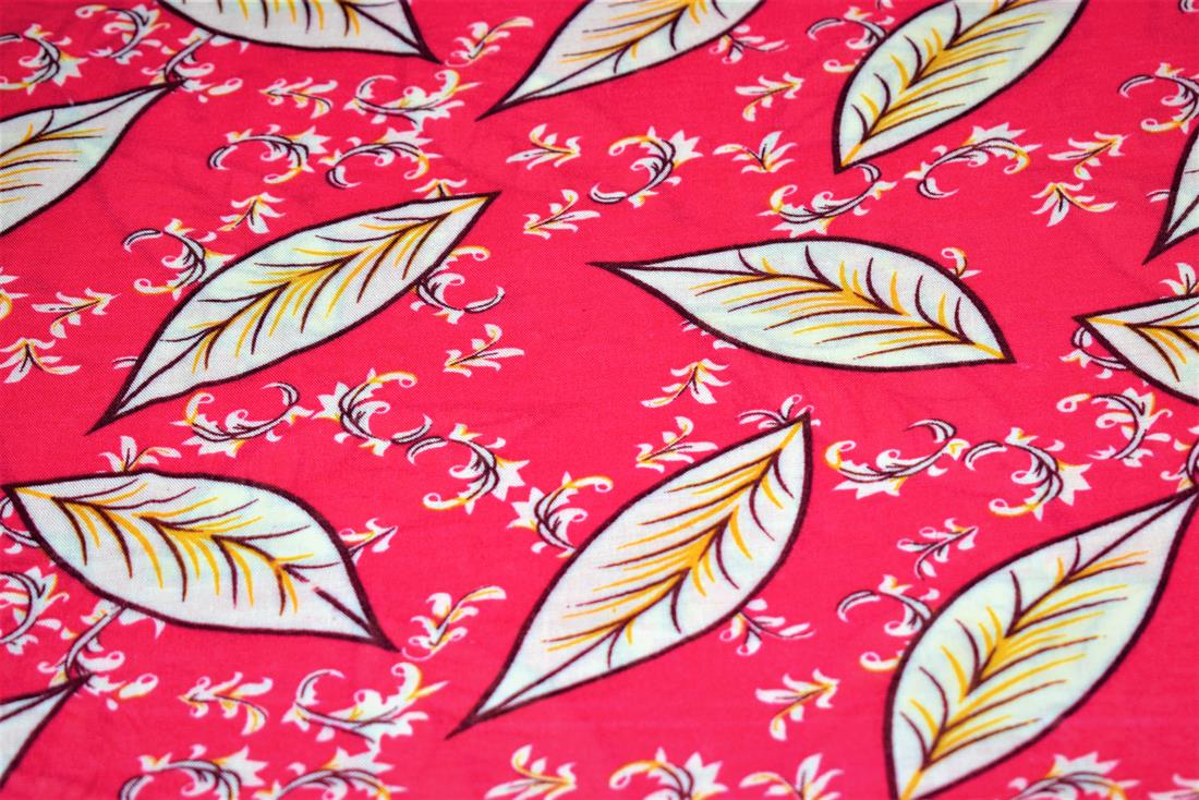 Pink Leaf Premium Quality Vicose Fabric Dressmaking Skirts Tops