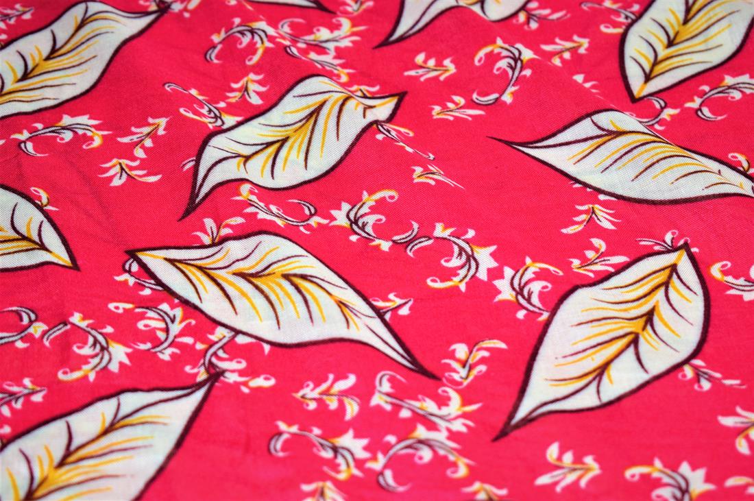 Pink Leaf Premium Quality Vicose Fabric Dressmaking Skirts Tops