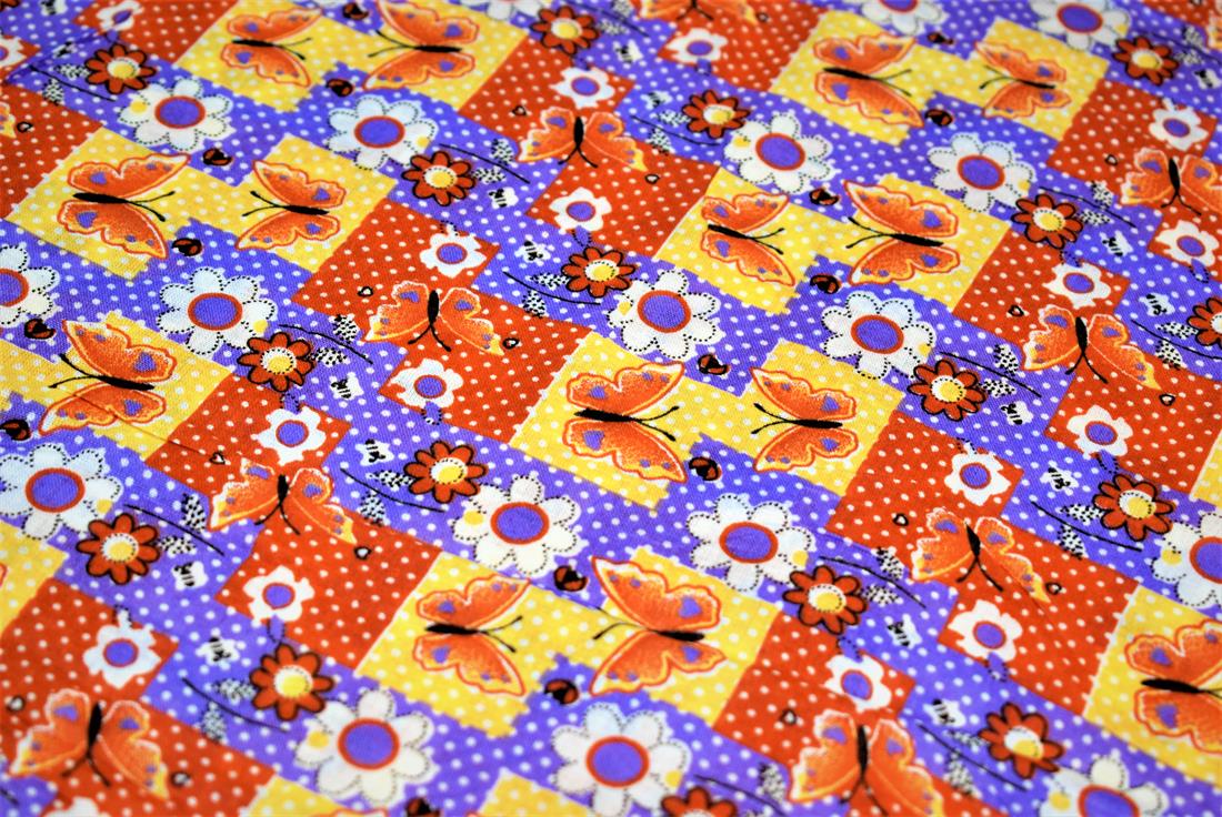 Orange Cotton Butterfly Print