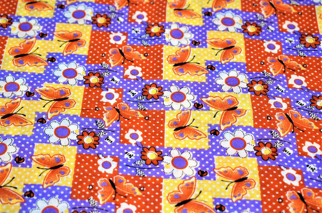 Orange Cotton Butterfly Print