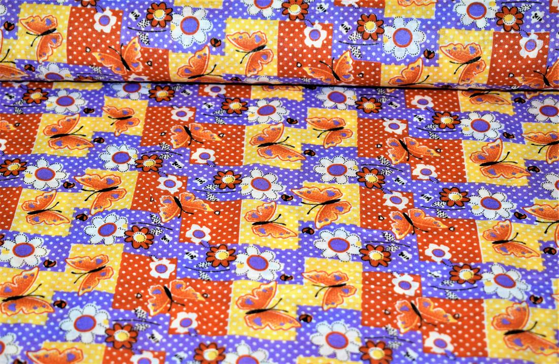 Orange Cotton Butterfly Print