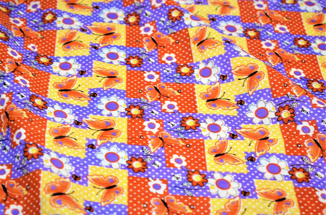 Orange Cotton Butterfly Print