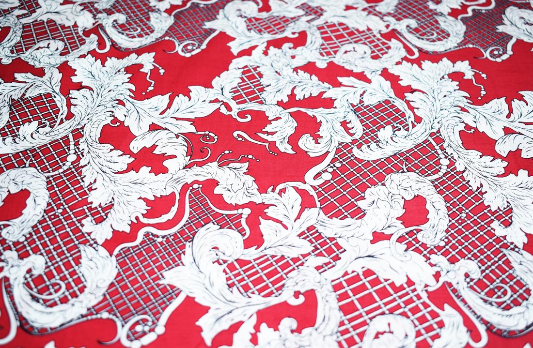 Red Cotton Lawn - Vintage Floral