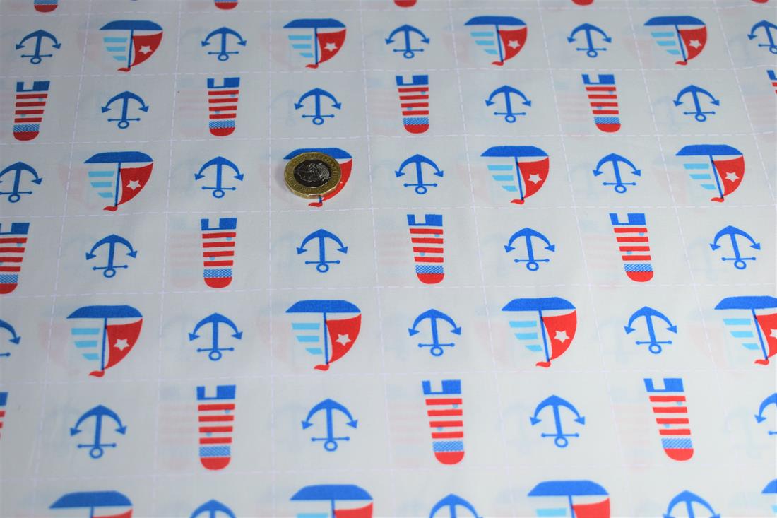White & Blue Printed Cotton Fabrics