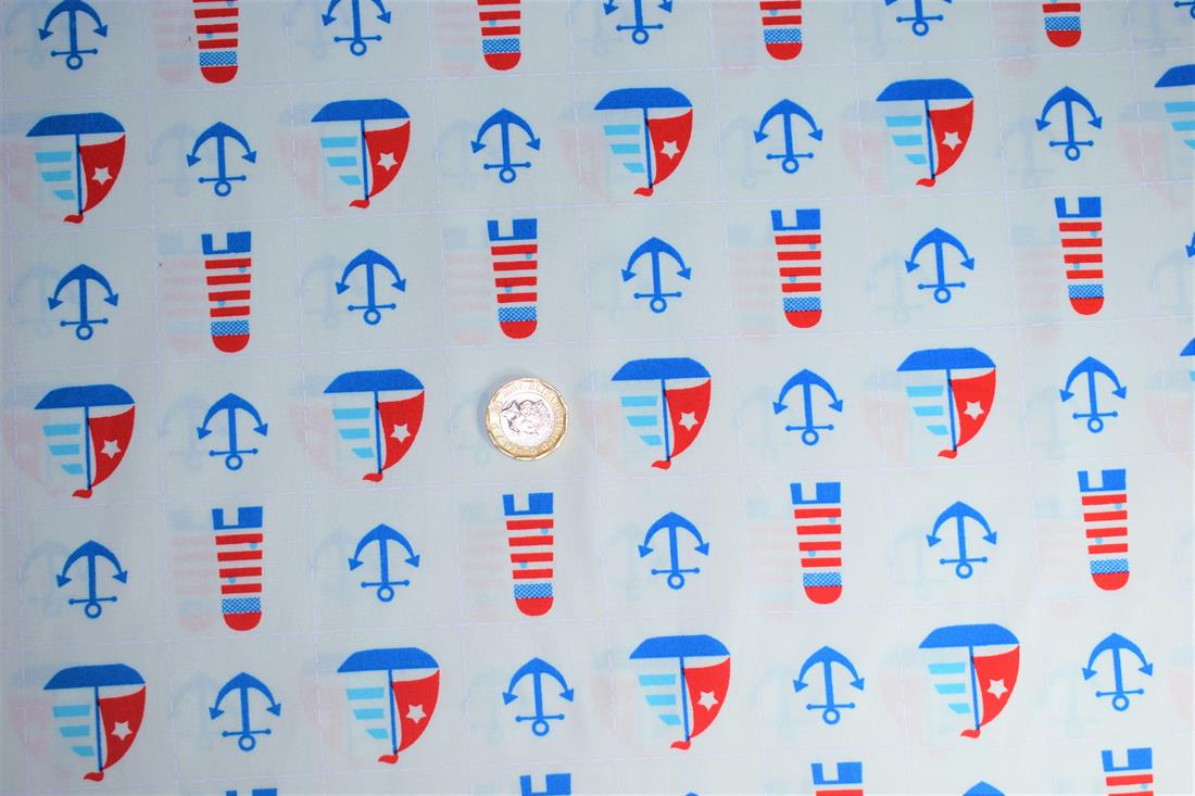 White & Blue Printed Cotton Fabrics