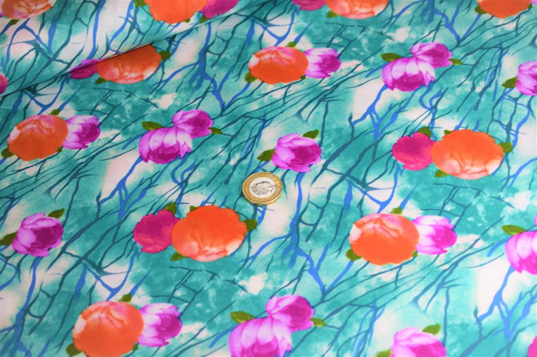 Turquoise Cotton Floral Decor