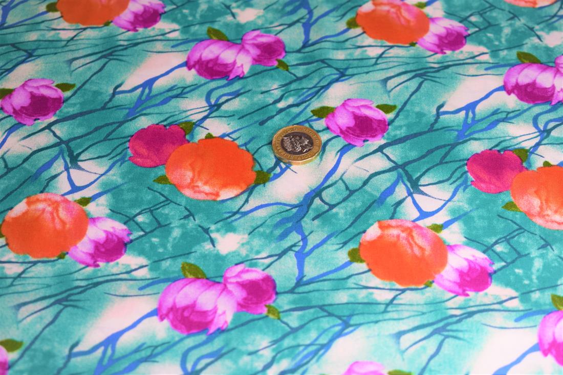 Turquoise Cotton Floral Decor