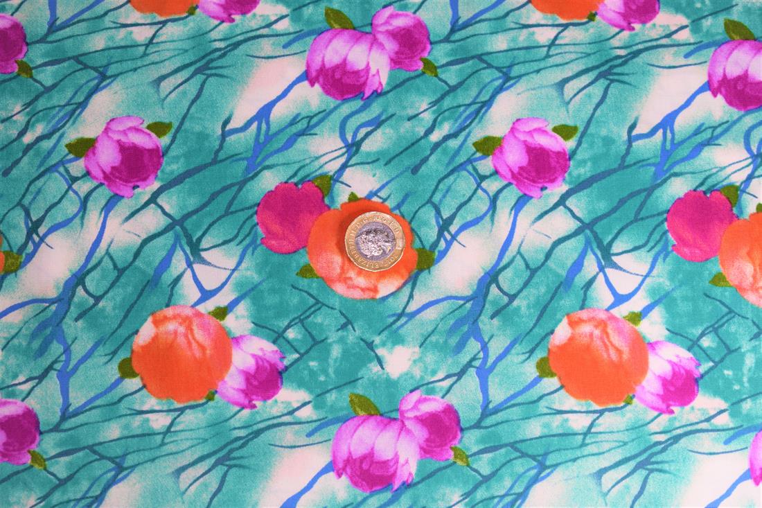 Turquoise Cotton Floral Decor