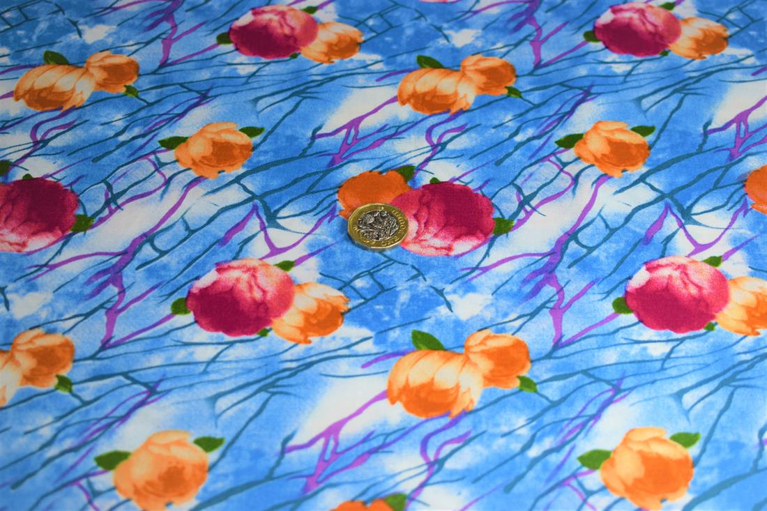 Blue Cotton Floral Decor