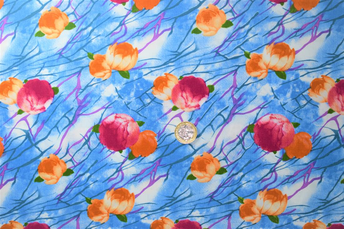 Blue Cotton Floral Decor