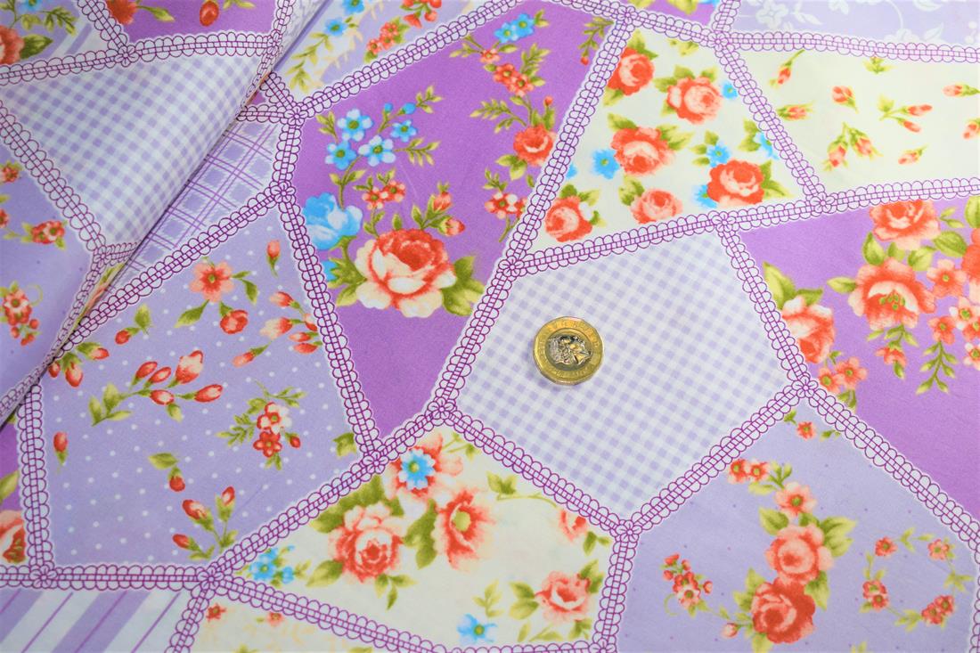 Lilac Cotton Floral Patchwork
