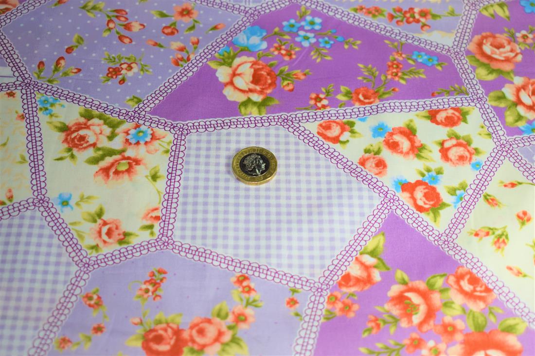 Lilac Cotton Floral Patchwork