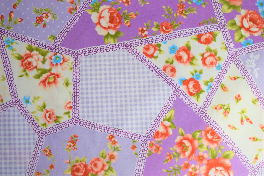 Lilac Cotton Floral Patchwork