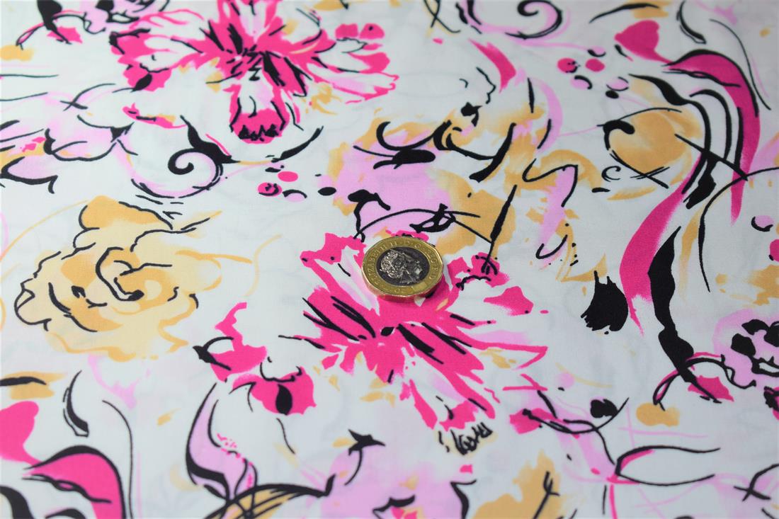 Pink Cotton Striped Flowers