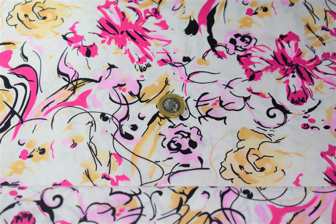 Pink Cotton Striped Flowers