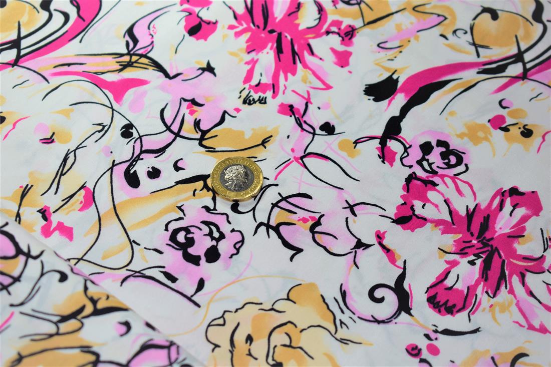Pink Cotton Striped Flowers