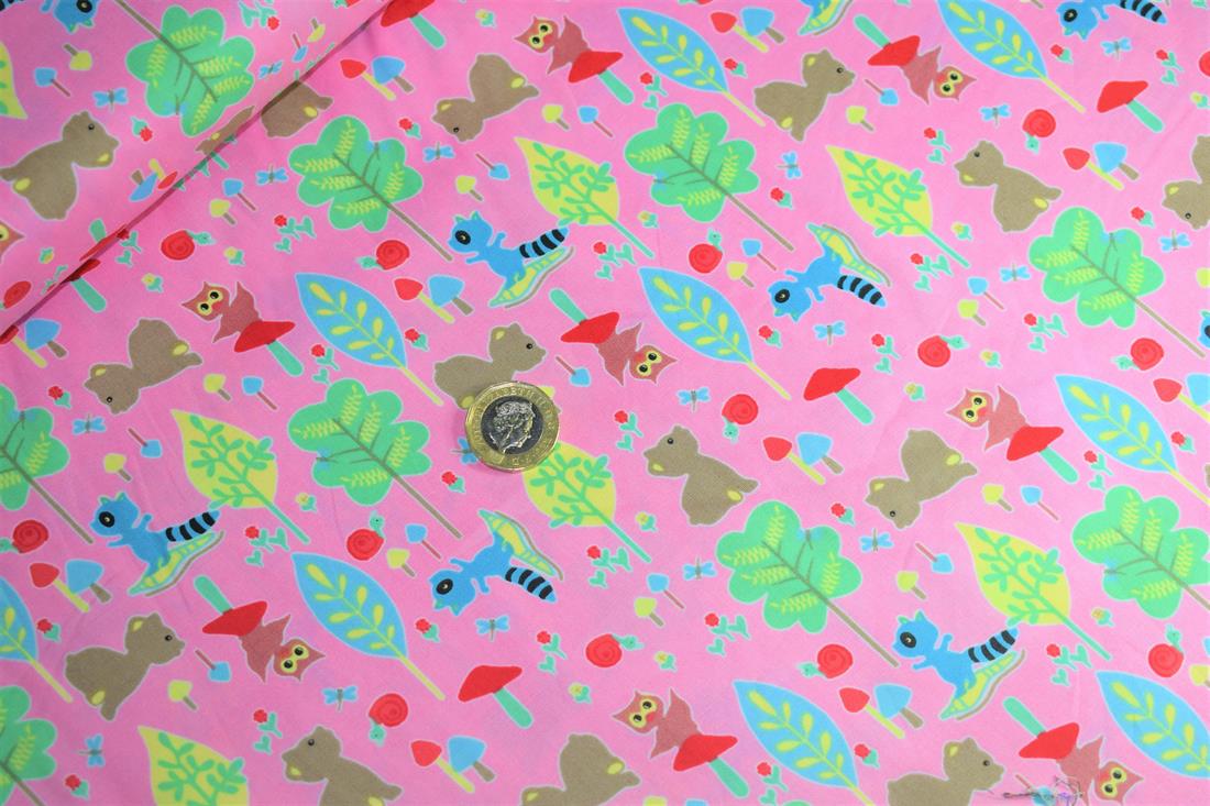 Pink Printed Poplin 100% Cotton 112 Cm Wide