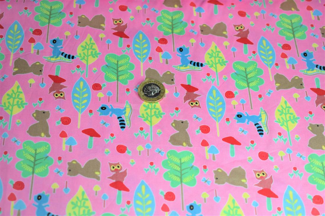 Pink Printed Poplin 100% Cotton 112 Cm Wide