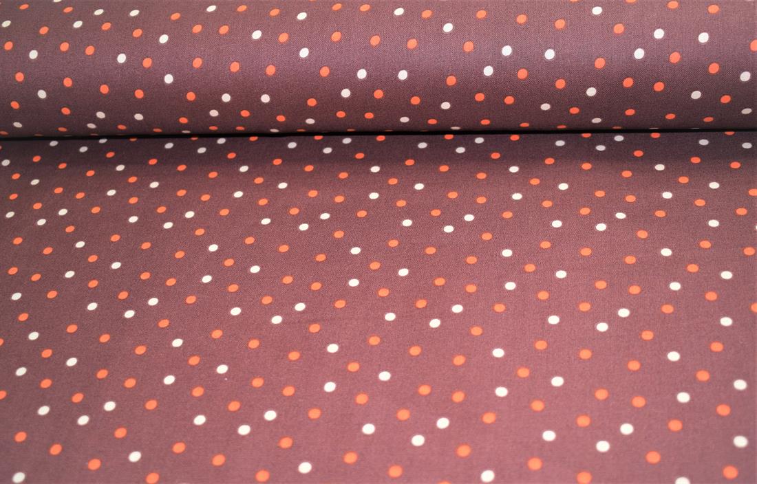 Brown Cotton Small Polka Dots