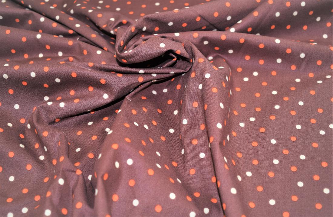 Brown Cotton Small Polka Dots