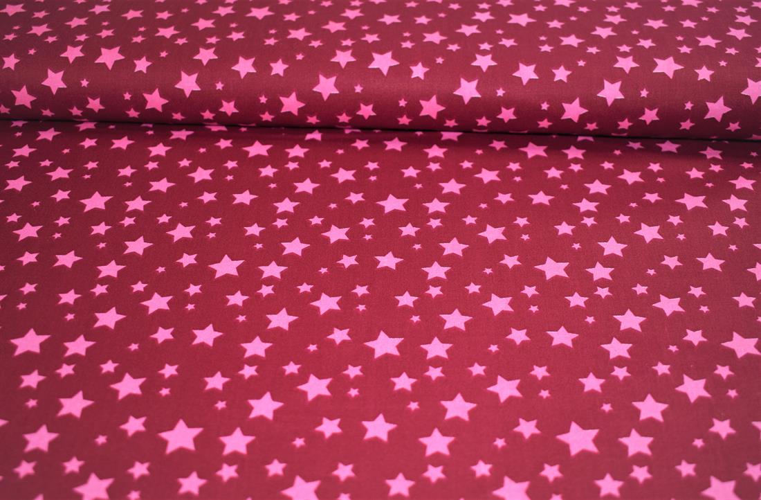 Maroon & Pink Star Print 100% Cotton